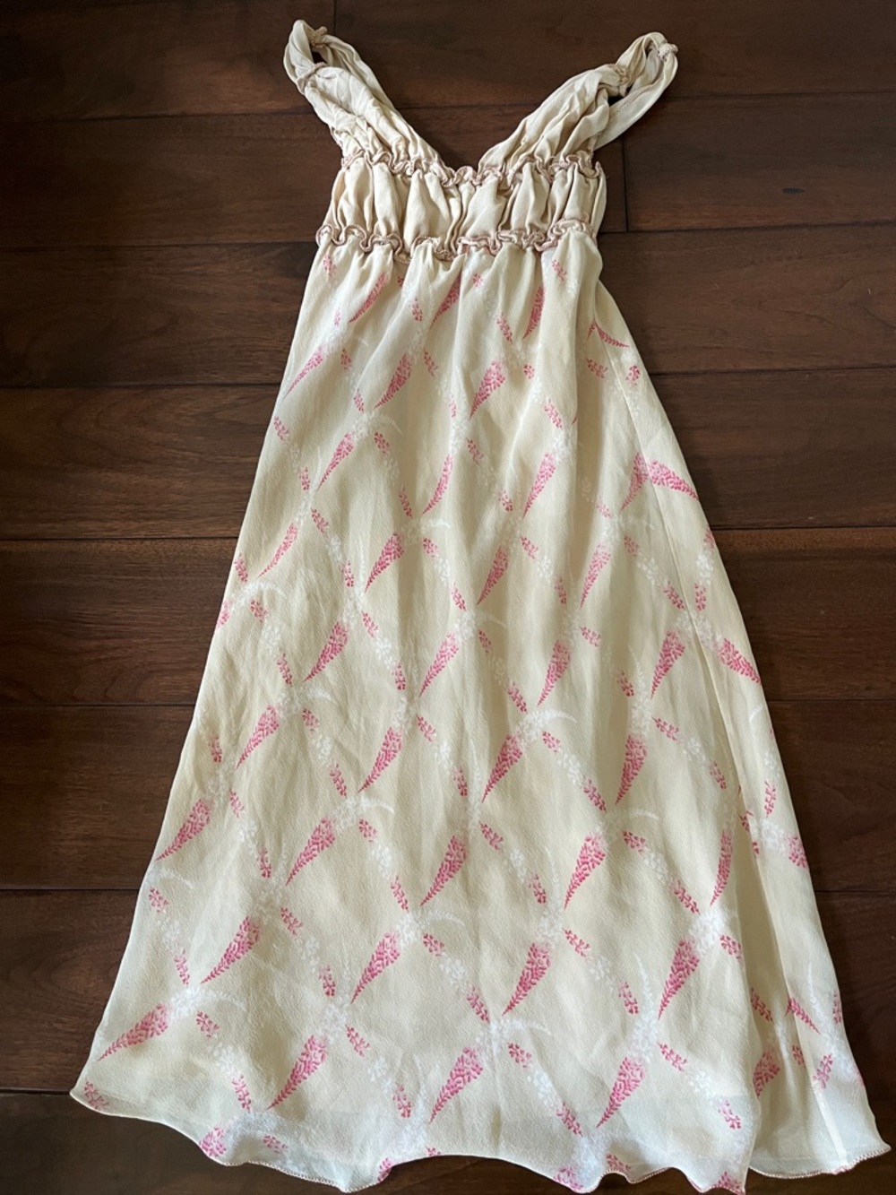 Max Studio Cream Dress with Pink Floral Print